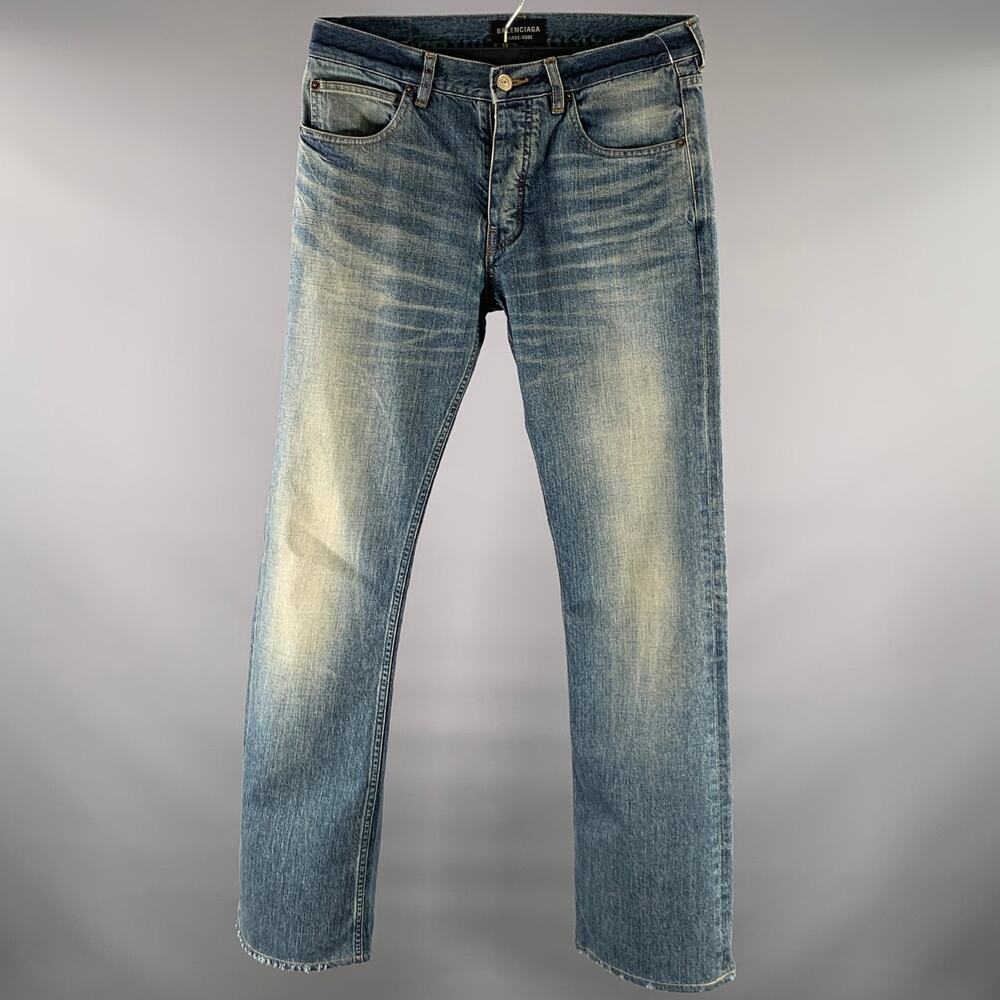 BALENCIAGA Size S Dirty Wash Denim Flared Jeans